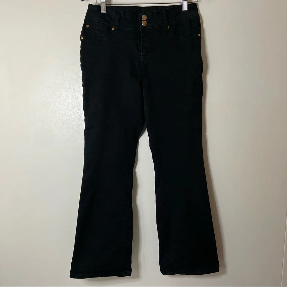 IMAN Bootcut Jeans Slimming Stretch Pants Size 6 Double Button Dark Wash - Picture 13 of 13